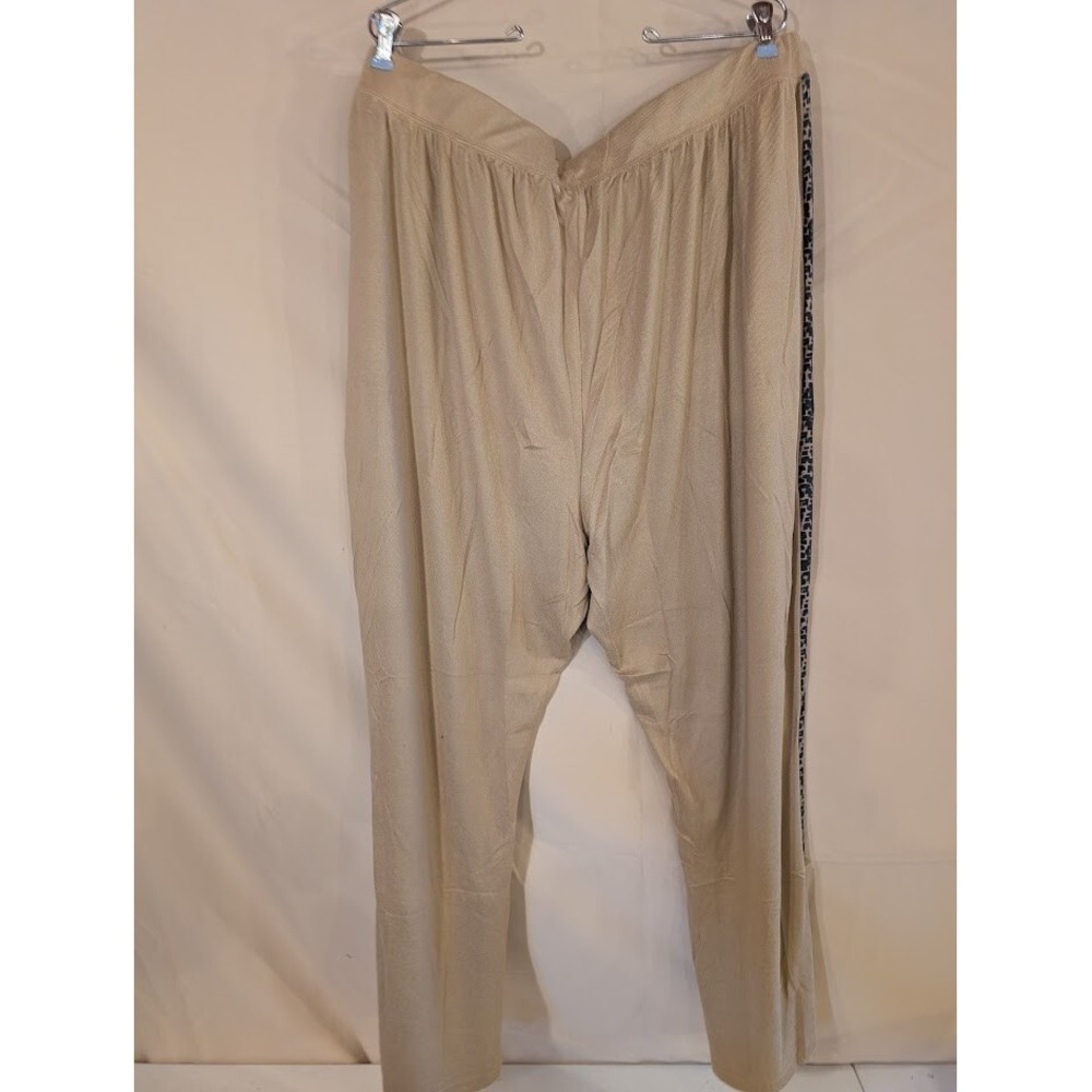 Retreat by Rhonda Shear Lounge Pants 3X Tan Leopard Stripe Stretch Soft - Picture 2 of 3